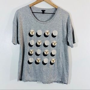 J Crew Gray Embellished Top
